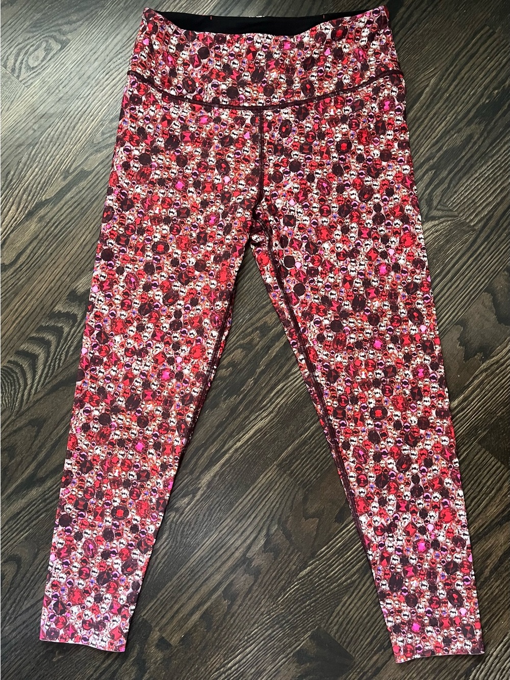 Victoria Sport Red Pink Jewel Print High-Rise 7/8 Leggings Athletic Size M